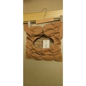 All my love cute brown tan crop top cut out strapless xs sexy